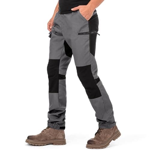 Image of mosingle Mens Cargo Trousers Breathable Hiking Tactical Outdoor Pants Stretch Water Resistant Multi Pockets Combat Work Trousers #9925-Light Grey-40