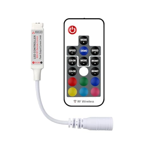 Image of Aroidful 17-Key RF Wireless RGB LED Remote Controller with 4 Pin Receiver, DC 5V-24V 12A for 5050 3528 5630 RGB LED Strip Lights