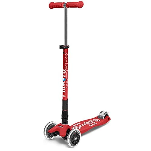 Image of Micro Scooters | Maxi Micro Deluxe Foldable Children's Scooter | Big Wheels | Handlebar Adjustable | 5-12yrs | Boys & Girls | Red