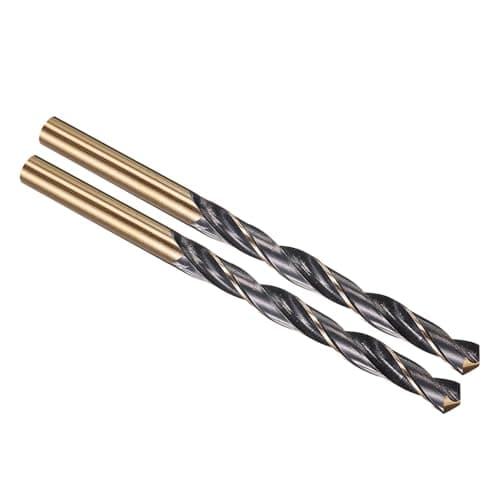 Image of PATIKIL 7mm Drill Bit, Jobber Straight Shank 4341 High-Speed Steel 118° Black and Gold Finish for Medium-hard Metal Steel Acrylic - 2 Pack