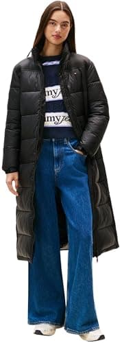 Image of Tommy Jeans Women's Tjw Maxi Pckbl Hood Ess Puffer Dw0Dw21614 Coat, Black (Black), L