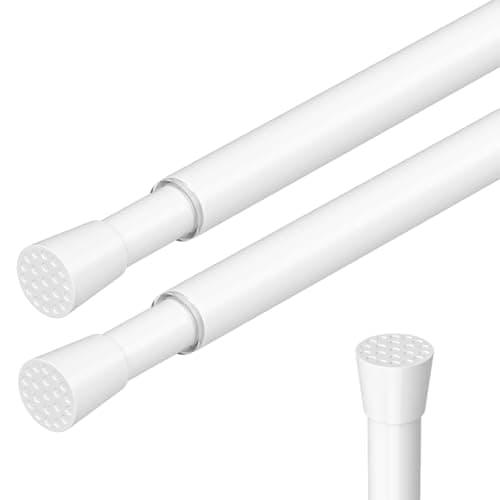 Image of 2Pcs White Extendable Curtain Poles Tension Rods for Curtains 50-69cm Spring-Loaded No-Drilling Curtain Poles for Small Windows Cupboard Clothes Hanging Adjustable Net Curtain Rod