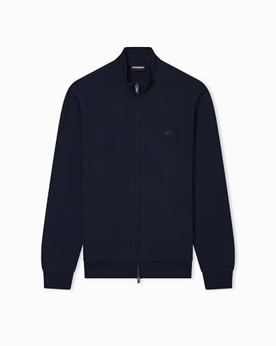 Image of Emporio Armani MAN'S BASIC TERRY OPEN SWEATSHIRT BLUE M