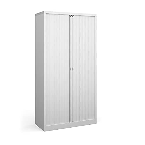 Image of Mr Office Bisley systems storage high tambour cupboard 1970mm high - white