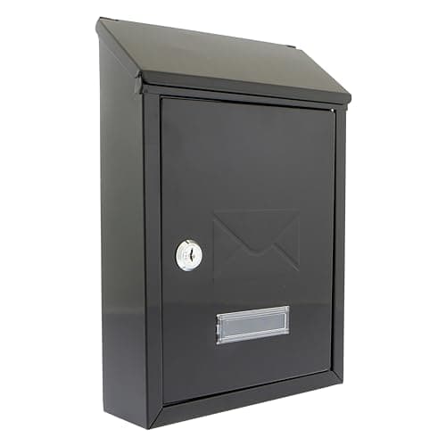 Image of Burg-Wachter MB09BK Avon Rear Entry Wall Mounted Galvanised Steel Lockable Weatherproof Post Box - Black - 21x30x6.5cm