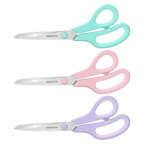 Image of Scissors 3 Pack, 8'' All Purpose Scissor with Ultra Sharp 2.5mm Thick Blades, Soft Grip Handle, Heavy Duty Scissors for School Office Craft Home, Right/Left Handed