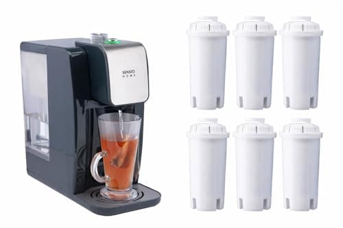 Image of Bundle of Sensio Home Instant Hot Water Dispenser + Universal Water Filter Cartridges 6 Pack Replaces Brita Classic, Aqua Optima – 2.2L Variable Temperature Control, 5 Second Fast Boil Kettle Upgrade