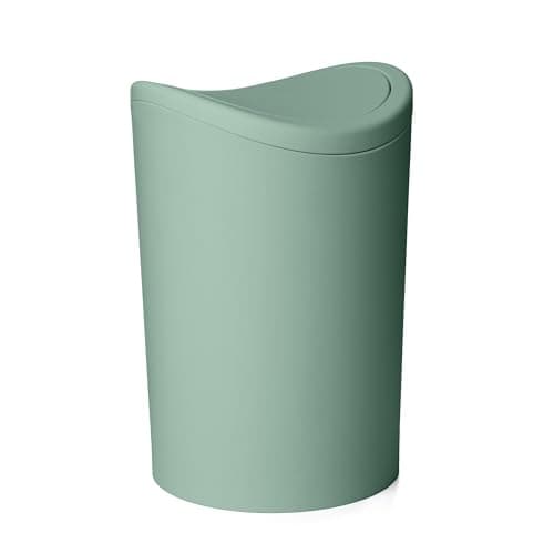 Image of TATAY Bathroom Bin with Swing Lid | 6L Capacity | Compact and Modern Design | Durable and Easy-to-Clean Material | Made in Spain | 19 x 19 x 28 cm – Green