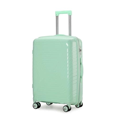 Image of Aerostar 24” Medium Lightweight PP Hard Suitcase 4 Silent Spinner Wheels Check-in Luggage Integrated TSA Combination Lock for 15 to 20kg (Mint Green, 75 Litre)