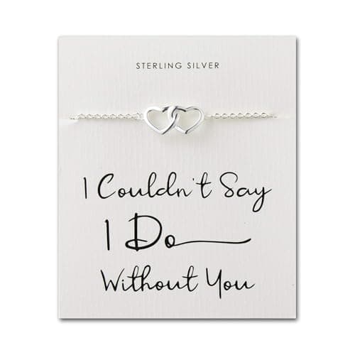 Image of Philip Jones Sterling Silver I Couldn't Say I Do Without You Bridal Heart Link Bracelet