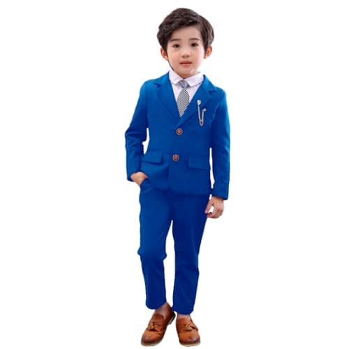 Image of LOLANTA 2 Piece Boys Suits Set, Kids Blazer & Trousers, Leisurewear or Wedding Party Pageboy Outfit, Royal Blue, 8-9 Years, 140
