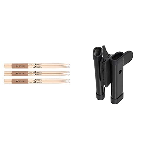 Image of LA Specials Drum Sticks - 5B Drumsticks - Drum Sticks Set for Acoustic Drums or Electronic Drums - Oval Nylon Tip - Hickory Drum Sticks & Stagg DSH Drum Stick/Beater Holder Clamps on Kit