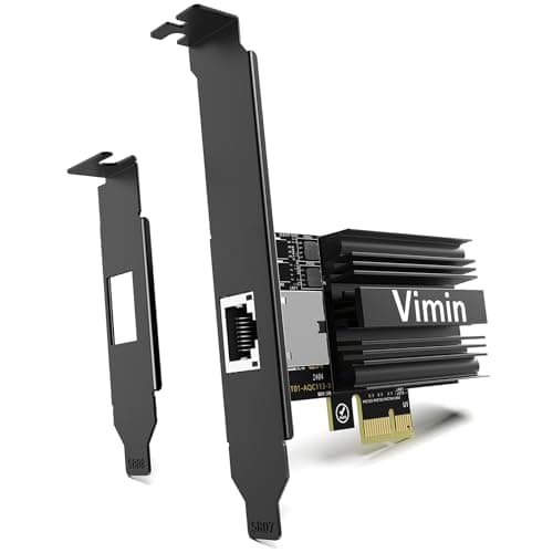 Image of 10G PCIE4.0×1 Network Card, Marvel AQC113 Controller, VIMIN 10Gb Base-T Ethernet Adapter Card Compatible with PCI Express X1,X4,X8,X16, 10G NIC RJ45 Port Support Windows/Windows Server/Linux/VMware
