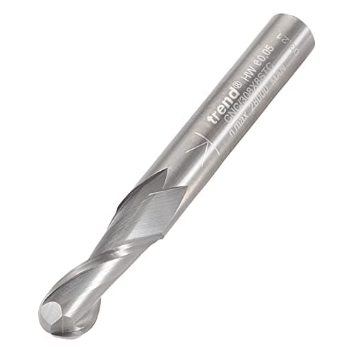 Image of Trend CNC Bullnose Spiral Up-Cut Router Cutter, 8mm Shank, 8mm Cut Diameter & 22mm Cut Length, Solid Tungsten Carbide, CNC/308X8STC