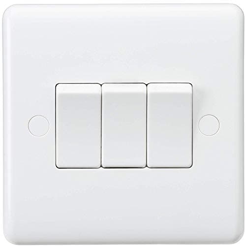 Image of Knightsbridge CU4000 Curved Edge 10 A 3 Gang 2 Way Switch, White