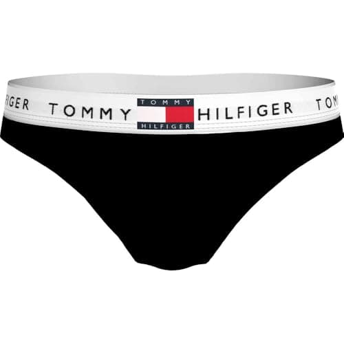 Image of Tommy Hilfiger Women's Classic Bikini Briefs with Logo Waistband, Black (Black), XS