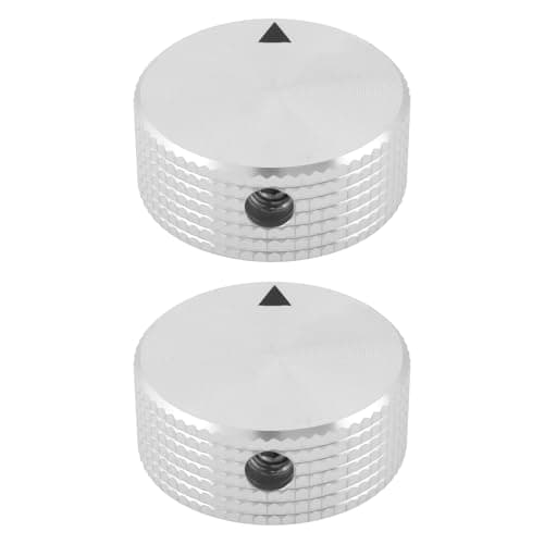 Image of EMSea 2pcs 25x10mm Silver Knurled Control Knob 6mm Round Hole Aluminium for Potentiometer