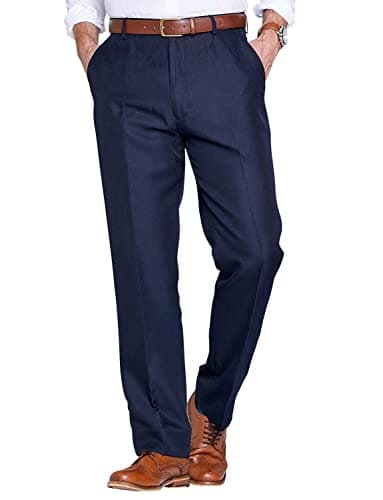 Image of Chums Men's HIGH-Rise Trousers Poly Twill Pants with Stretch Waist Navy 40W / 31L