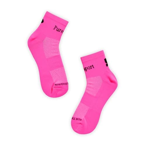 Image of Puresport Performance Ankle Socks (Neon Pink L/XL), Moisture-Wicking Training Socks with Subtle Compression, Breathable & Durable, Optimal Support for Women & Men, Long-Distance Running, Gym, Hyrox