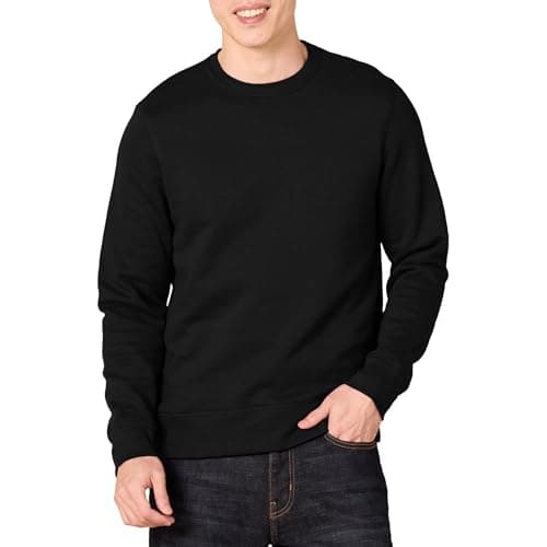 Image of Amazon Essentials Men's Fleece Crew Neck Sweatshirt (Available in Big & Tall), Black, M
