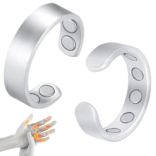 Image of Cigmag 2PCS Copper Rings for Women Men, with Powerful 9X Magnets, Adjustable Solid Pure Copper (Silver Matte)