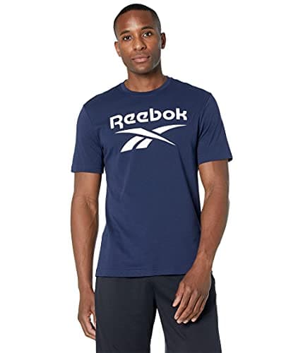 Image of Reebok Men's Logo Tee T-Shirt, Vector Navy/White, Medium