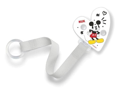 Image of NUK Dummy Clip & Band | for All Soothers | Resilient and Shatter-Proof | Disney Mickey Mouse