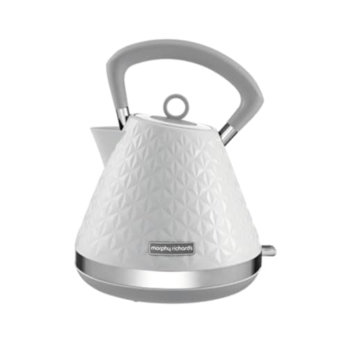 Image of Morphy Richards Vector Pyramid Kettle, 1.5L, 3kW Rapid Boil, Anti Limescale Filter, Boil Dry Protection, Water Window, Pull Ring Removeable Lid, 360 Cordless Base, White,108134
