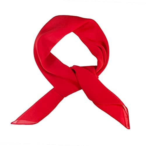 Image of WESTEND CHOICE Square Chiffon Scarves Women Plain Neck Scarf 50s Retro lightweight Bandana Wrap Square women's scarves 65 x 65 cm (Red)