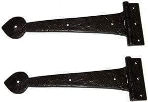 Image of B&M - 12'' Spear End Door Tee Hinges in Black Cast Iron (Pair)