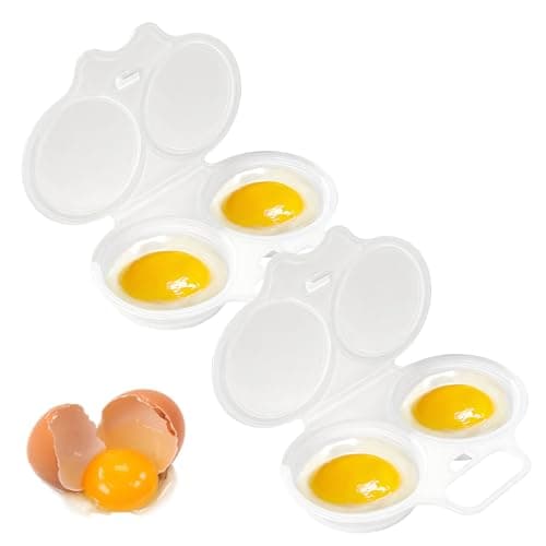 Image of 2PCS Microwave Egg Poacher Double Cup, Poached Egg Maker with Lid, Egg Poacher for Quick Breakfast, Poached Egg Maker Microwave Safe, Easy Egg Cooking Tool for Home