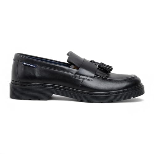 Image of Dudley Men's Leather Tassel Loafer Formal Dress Casual Shoes Black