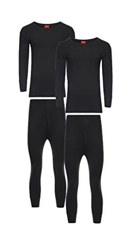 Image of Heatwave® Pack of 2 Men's Extreme Thermal Underwear Set, Long Sleeve Top & Long Johns Set, Winter Thermals, Medium Black