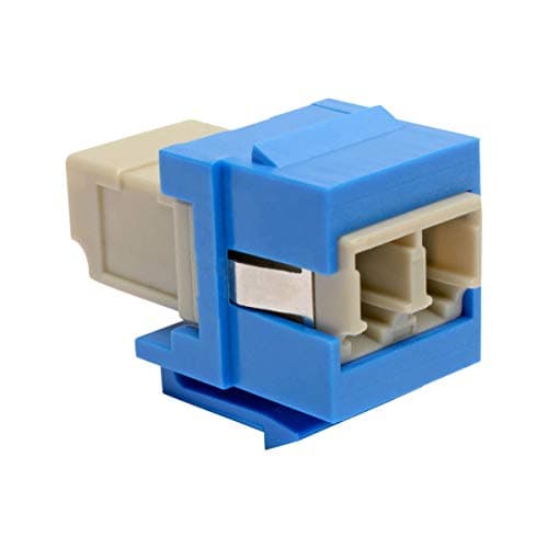 Image of Tripp Lite Duplex Multimode Fiber Coupler, Keystone Jack, LC to LC, Blue (N455-000-BL-KJ)