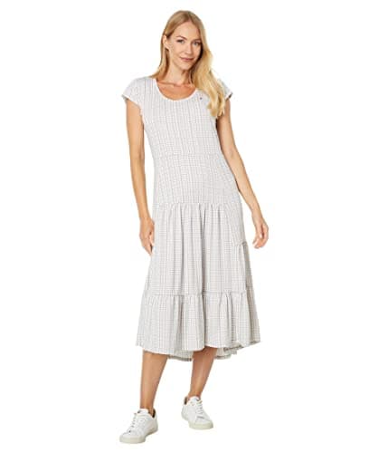 Image of Tommy Hilfiger Women's Tiered Stripe Midi Dress, Khaki Multi, S
