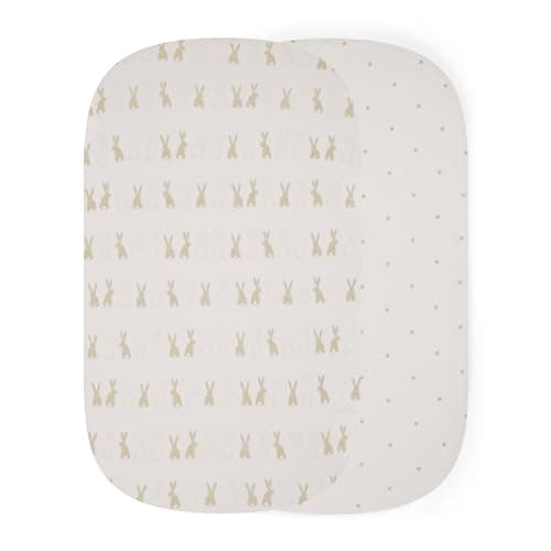 Image of Ickle Bubba 2 Pack Fitted Sheets (Bunnychino) – 100% Soft Cotton, 61cm x 100cm, Compatible with Bubba&Me Bedside Crib, Drift, Mini Rocker, Scout Travel Crib, Stomp, Altima & Virgo Carrycots