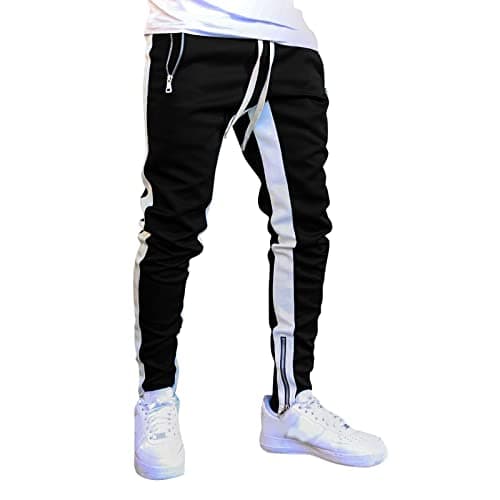 Image of Men's Color Block Joggers, Foot Zipper, Autumn Winter, Outdoor Sports, Leisure, S-3XL Black