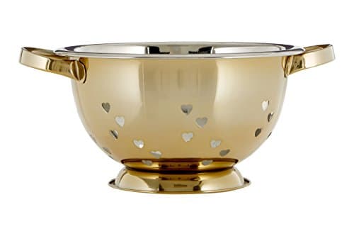 Image of Premier Housewares Colander with Hearts Design, Gold, 24 x 24 x 13 cm