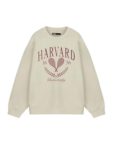 Image of HARVARD Unisex Beige Tennis Sweatshirt | Classic Ivy League Style Jumper | College Apparel for Men & Women | Comfy Cotton Pullover Sweater | Casual Sports Fashion Top