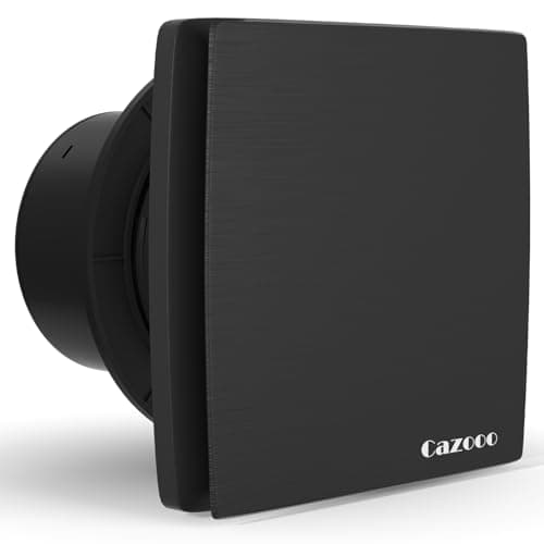 Image of Cazooo 4 Inch 100mm Black Bathroom Extractor Fan, 12W Square Silent Bathroom Fan, Airflow 95m³/h, Wall/Window/Ceiling Mounted Extractor Fan for Shower Toilet Kitchen, 34 dB, IPX4 Waterproof (No Timer)