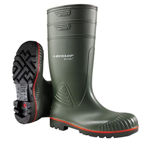 Image of DUNLOP Acifort Heavy Duty - Unisex Knee High Full Safety Waterproof Work Boot, Green, S5 Rated Antistatic and Slip Resistant PVC Wellies with Steel Toecap for Outdoor and Industrial Use - EU42, UK8