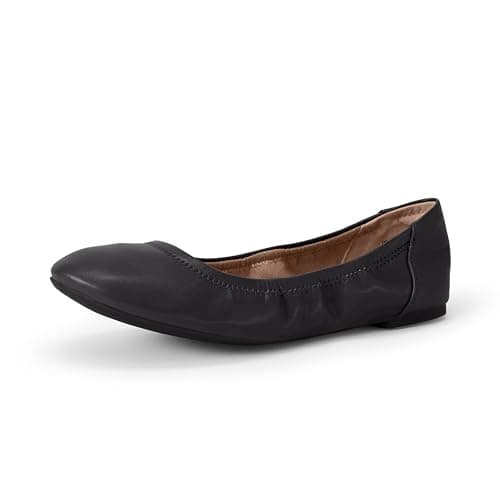 Image of Amazon Essentials Women's Belice Ballet Flat, Black Faux Leather, 8 UK Wide