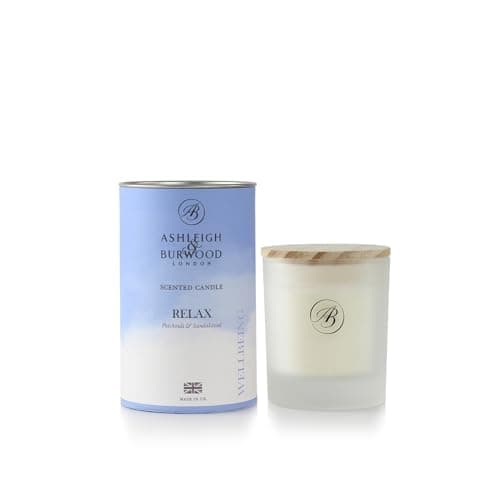 Image of Ashleigh & Burwood Relax Scented Candle | Wellbeing Collection | Jasmine, Patchouli & Sandalwood | Essential Oils | Soy Wax Blend | 140g | Up to 22h | Made in UK