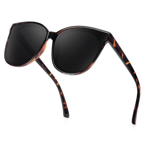 Image of TJUTR Polarised Sunglasses for Women UV400 Protection Oversized Cat Eye Frame Retro Fashion Driving Shades