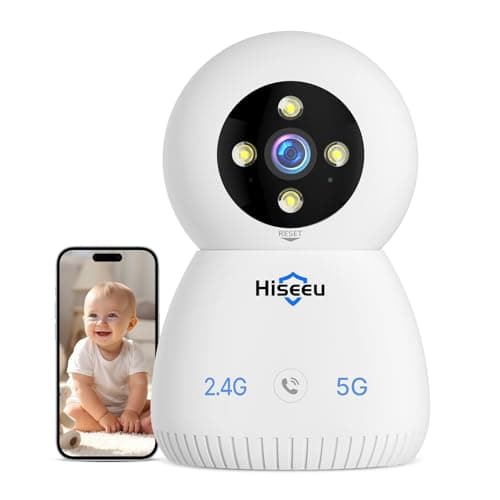 Image of Hiseeu 5MP WiFi Security Camera Indoor, 360° Pet Dog Baby Home IP Camera with AI Human/Motion/Sound Detection, Smart Tracking, Siren, Night Vision, 2-Way Audio, Works with 2.4G/5G WiFi