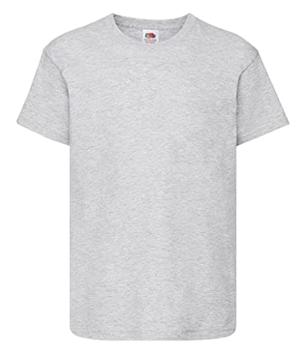 Image of Fruit of the Loom Unisex Kids Original Crew Neck Short Sleeve T-Shirt, Grey (Heather Grey), 12-13 Years (Manufacturer Size: 152)