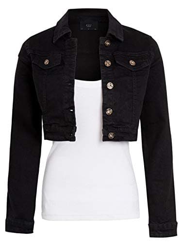 Image of SS7 Womens Cropped Denim Jacket Black