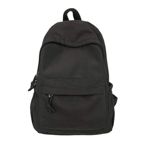Image of CutitiUU School Backpack,Nylon Lightweight Casual Student Shoulder Bag,Lightweight Water Repellent Backpack Men School Bag Women Children Boy,Soft Fabric Backpack Basic Daypacks (Black) (Black)