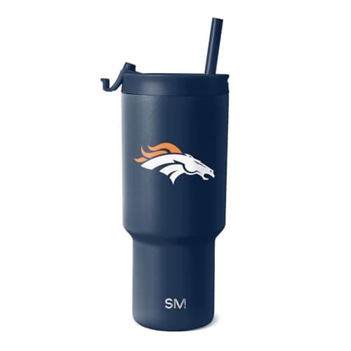 Image of Simple Modern Officially Licensed NFL Denver Broncos 30 oz Tumbler with Flip Lid and Straws | Insulated Cup Stainless Steel | Gifts for Men Women | Trek Collection | Denver Broncos