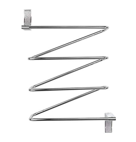 Image of House & Homestyle Glimmer Chrome Bathroom Towel Storage Rack, Stylish Zig Zag Wall Mounted Towel Holder with Sparkling Faux Crystal Gems, Stores 4 Towels – Silver